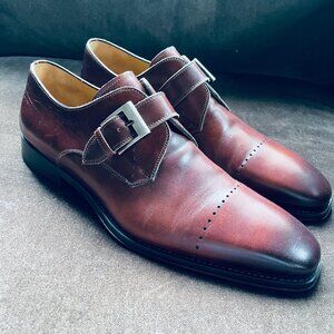 New! Magnanni Veleta Monk Strap Loafer Tobaco Brown Size 12M 19736 DD502 45 EUR